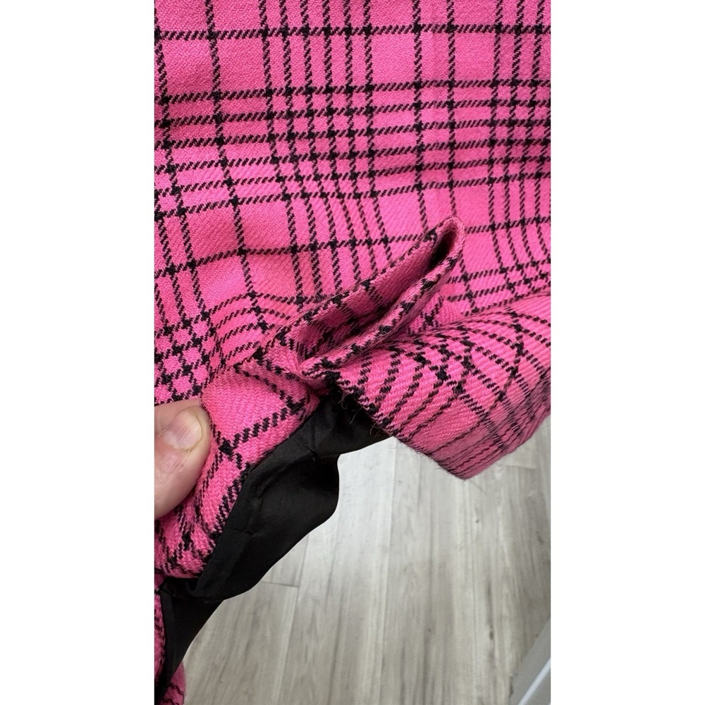 Vintage 1960s Bill Blass Hot Pink Black Plaid Dress Coat Jacket Size 8 ILGWU - Picture 4 of 7